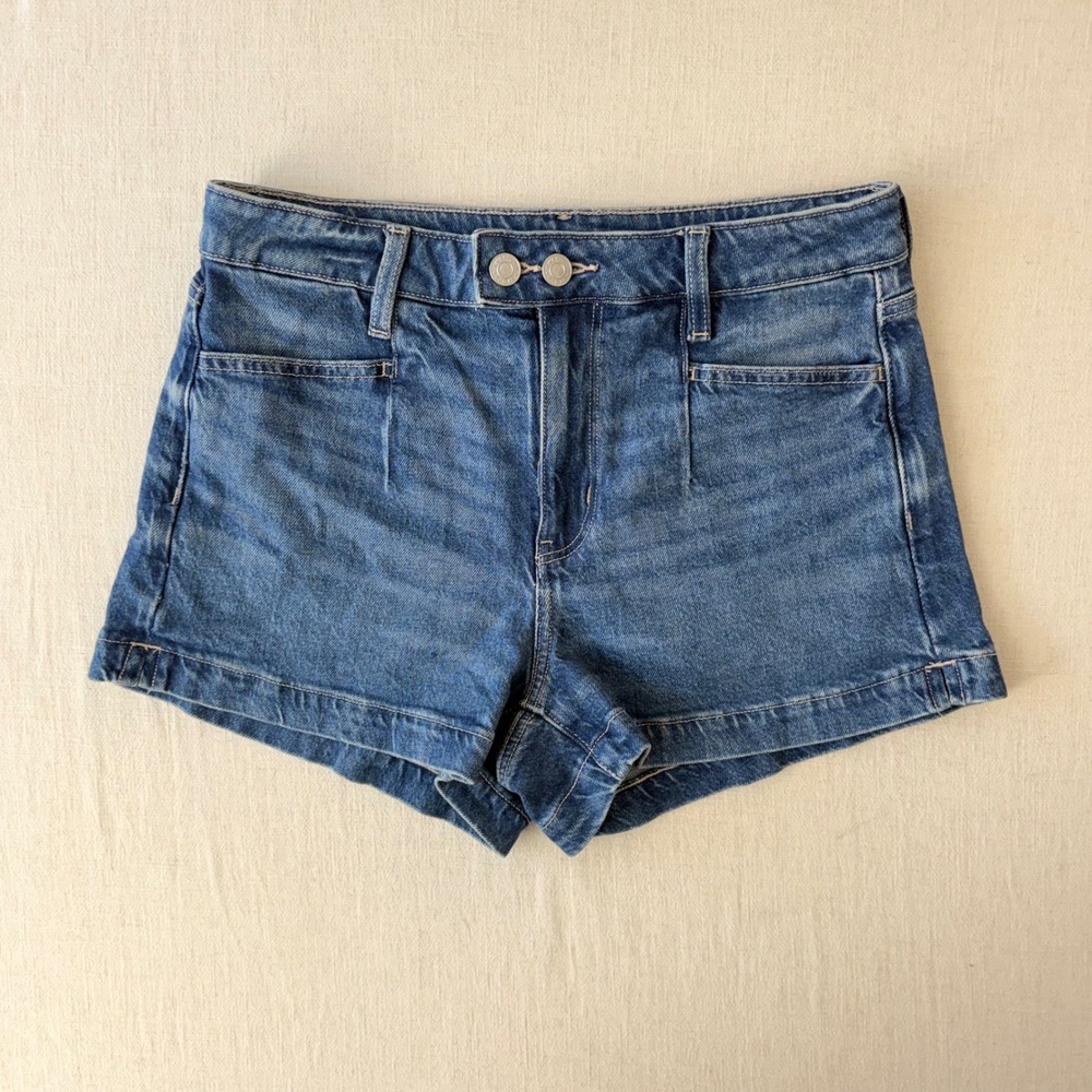 American Eagle Stretch Denim Mom Shorts Womens 4 Blue